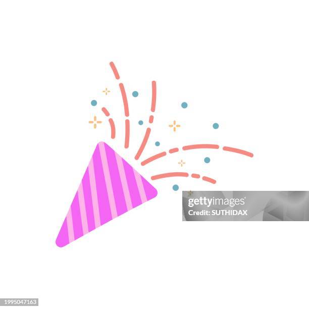 illustration of colorful celebration fireworks - party popper illustration stock illustrations