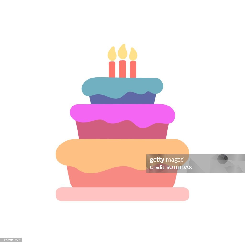 Colorful Birthday Celebration Cake Illustration Type 5