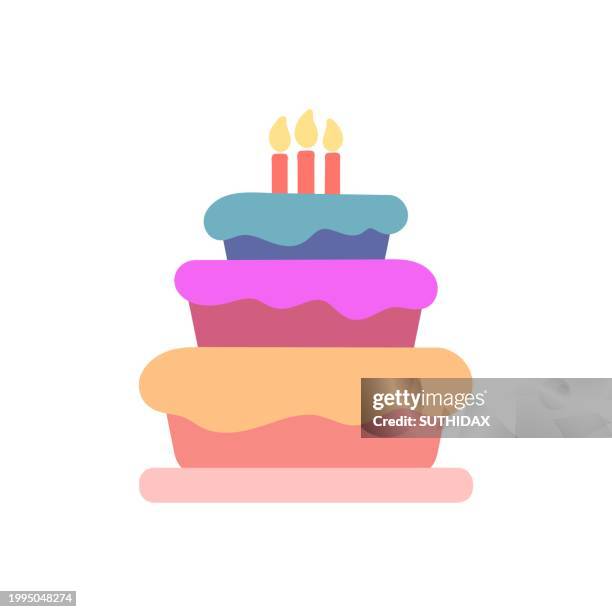 colorful birthday celebration cake illustration type 5 - party popper illustration stock illustrations