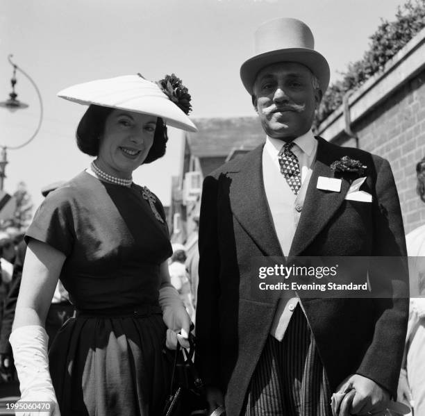 The Nawab Sadeq Mohammad Khan V with a friend at Royal Ascot, London, June 18th 1957.