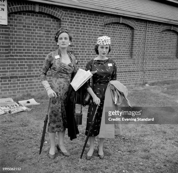 Lady Janet Sachs with her daughter Katharine Sachs at Royal Ascot, London, June 18th-20th 1957.