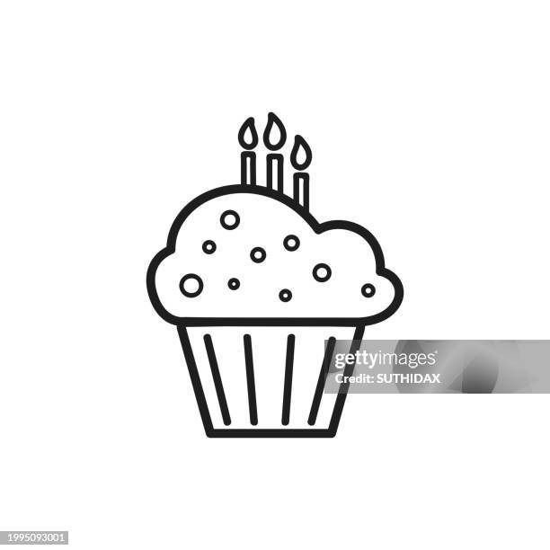 black and white birthday celebration cake illustration, type 3 - memory candle stock illustrations