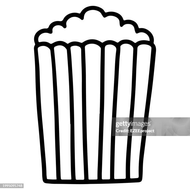 popcorn hand drawn icon illustration - popcorn bucket stock illustrations
