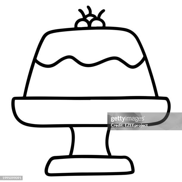 pudding hand drawn icon illustration - mousse cake stock illustrations