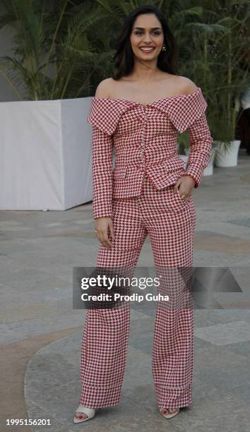 Manushi Chhillar attends the 'Operation Valentine' film photocall on February 08, 2024 in Mumbai, India.