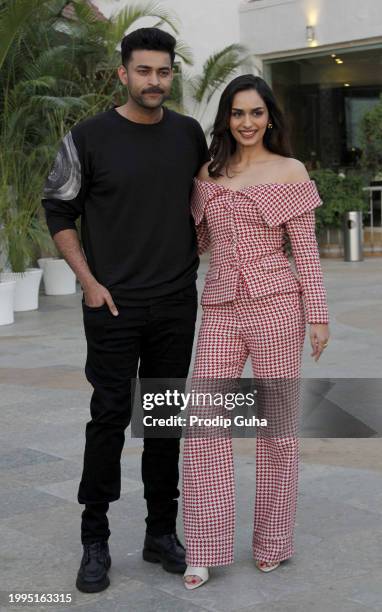 Varun Tej and Manushi Chhillar attend the 'Operation Valentine' film photocall on February 08, 2024 in Mumbai, India.