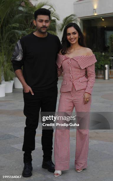 Varun Tej and Manushi Chhillar attend the 'Operation Valentine' film photocall on February 08, 2024 in Mumbai, India.