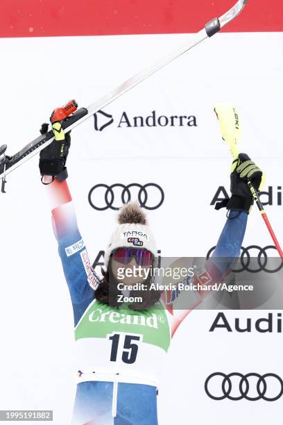 Zrinka Ljutic of Team Croatia takes 2nd place during the Audi FIS Alpine Ski World Cup Women's Slalom on February 11, 2024 in Soldeu, Andorra.