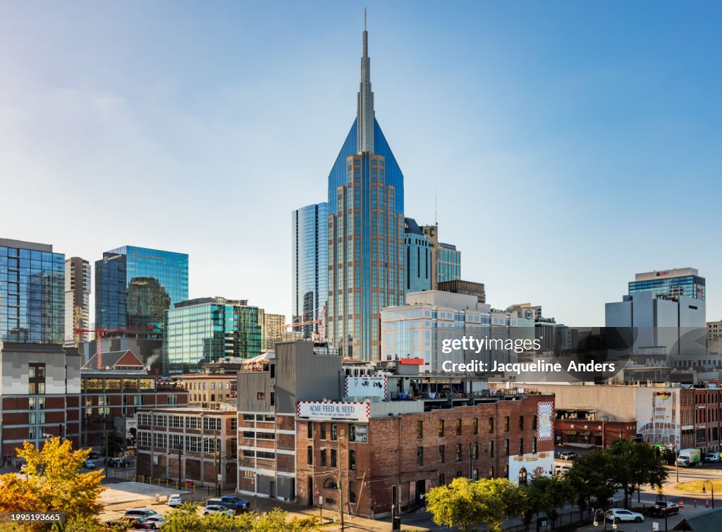 Beautiful view of the city skyline of Nashville in beautiful weather and sunshine