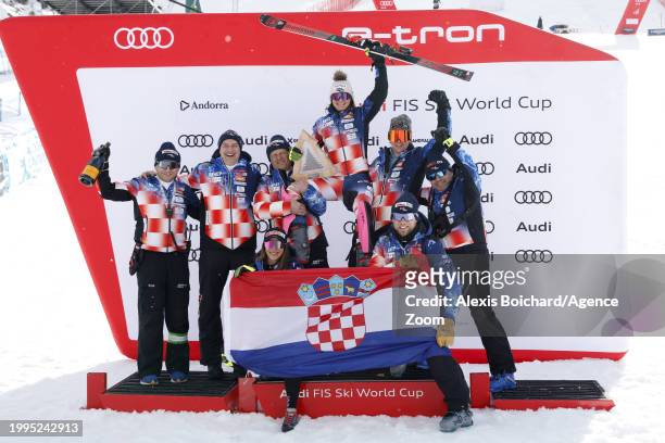 Zrinka Ljutic of Team Croatia takes 2nd place during the Audi FIS Alpine Ski World Cup Women's Slalom on February 11, 2024 in Soldeu, Andorra.