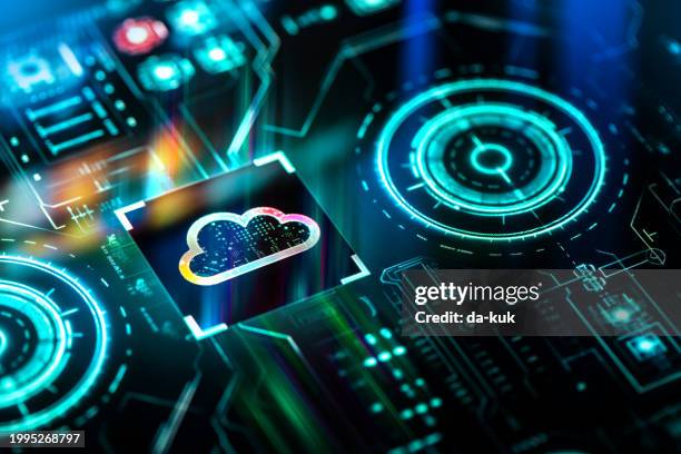 cloud solution technology and service. cloud storage and data mining futuristic digital screen - cloud computing services stock pictures, royalty-free photos & images