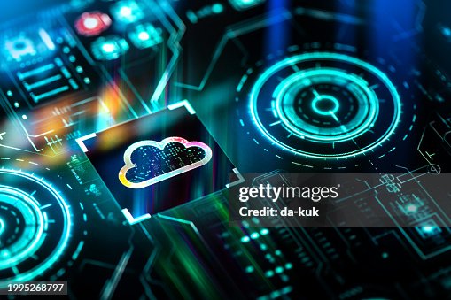 Cloud solution technology and service. Cloud storage and data mining futuristic digital screen Cloud solution technology and service. Cloud storage and data mining futuristic digital screen