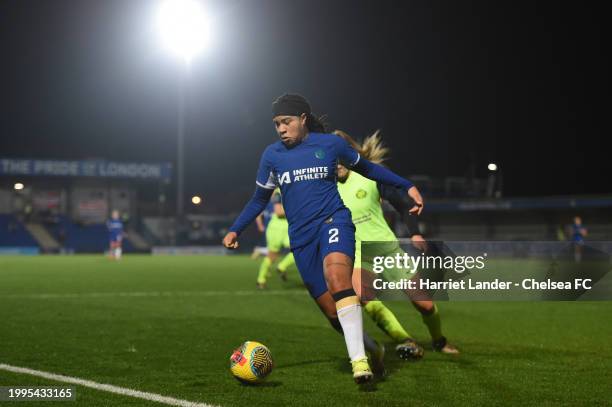 Mia Fishel of Chelsea in action during the FA Women's Continental Tyres League Cup Quarter Final match between Chelsea FC and Sunderland at...