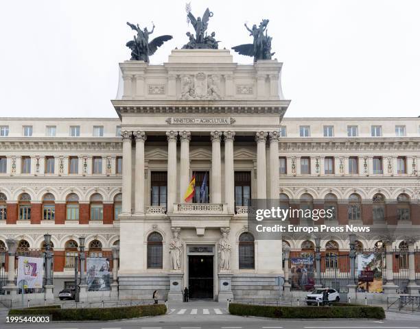Facade of the Ministry of Agriculture, Fisheries and Food, on February 8 in Madrid, Spain. The Ministry of Agriculture, Fisheries and Food is the...