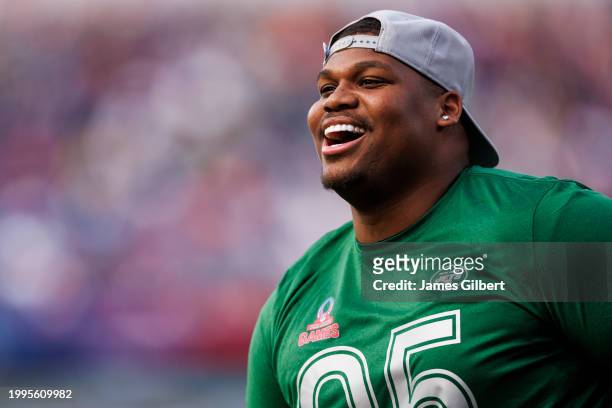 Quinnen Williams of the New York Jets and AFC looks on during the 2024 NFL Pro Bowl at Camping World Stadium on February 04, 2024 in Orlando, Florida.