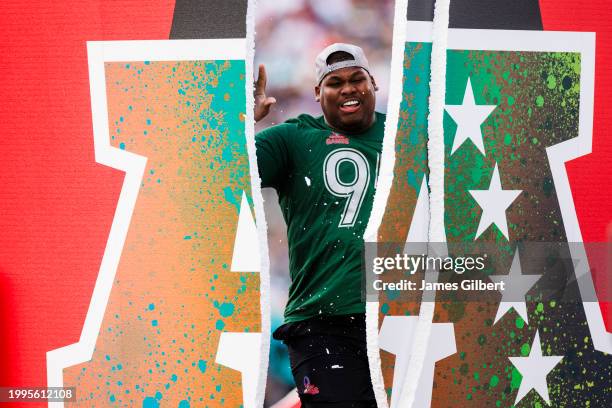 Quinnen Williams of the New York Jets and AFC looks on during the 2024 NFL Pro Bowl at Camping World Stadium on February 04, 2024 in Orlando, Florida.