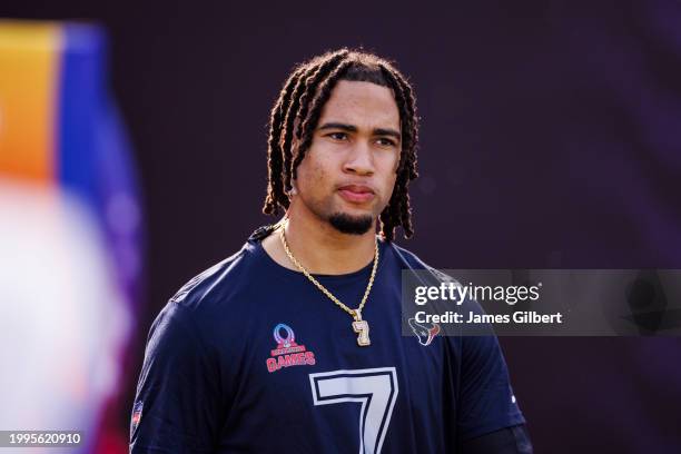 Stroud of the Houston Texans and AFC looks on before the 2024 NFL Pro Bowl at Camping World Stadium on February 04, 2024 in Orlando, Florida.