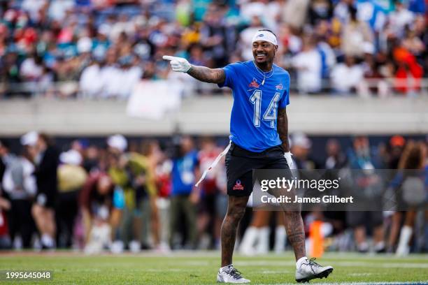 Stefon Diggs of the Buffalo Bills and AFC looks on during the 2024 NFL Pro Bowl at Camping World Stadium on February 04, 2024 in Orlando, Florida.