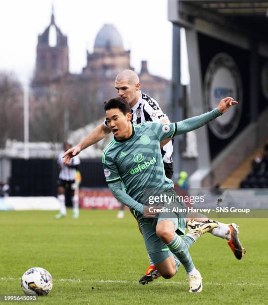 Celtic's Yang Hyun-Jung and Alex Gogic in action during a Scottish Cup Fifth Round match between St Mirren and Celtic at the SMiSA Stadium, on...