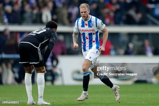 Chuba Akpom of Ajax, Luuk Brouwers of SC Heerenveen celebrates the victory during the Dutch Eredivisie match between SC Heerenveen v Ajax at the Abe...