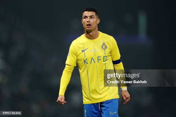 Cristiano Ronaldo of Al-Nassr looks on during the Riyadh Season Cup Final match between Al Hilal and Al-Nassr at Kingdom Arena on February 08, 2024...