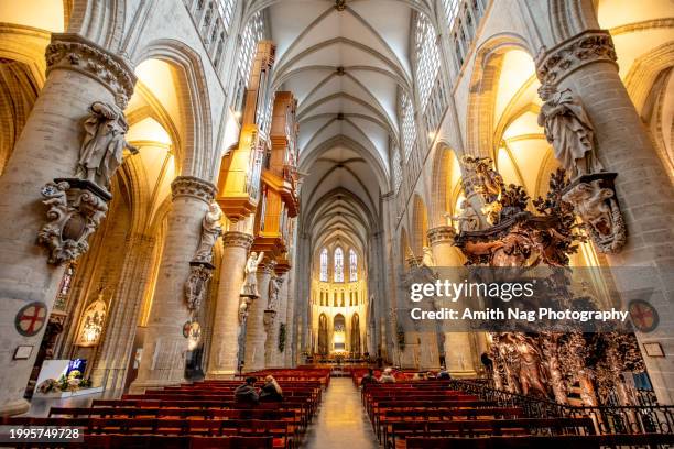 st. michael and st. gudula cathedral - royal palace brussels stock pictures, royalty-free photos & images