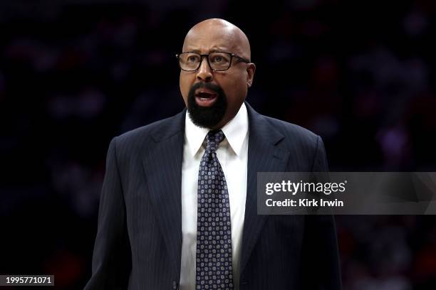 Head coach Mike Woodson of the Indiana Hoosiers stands on the sideline during the game against the Ohio State Buckeyes at Value City Arena on...