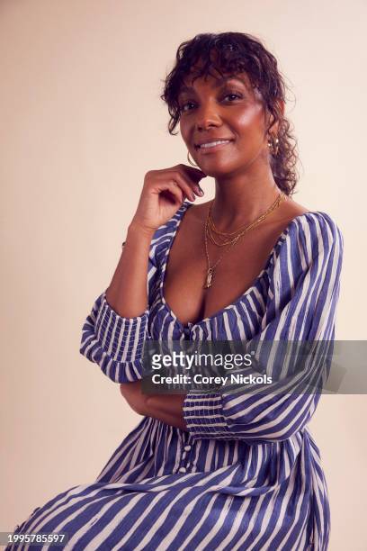 Lyndie Greenwood of Hallmarks CrimeTime: Freefall poses for a portrait during the 2024 Television Critics Association Winter Press Tour at The...