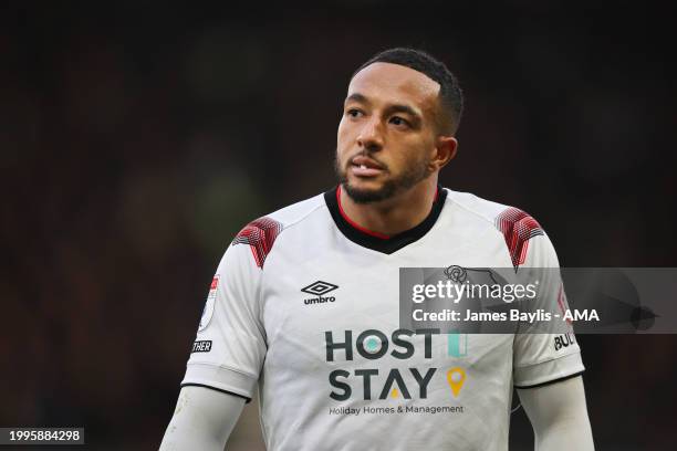 Nathaniel Mendez-Laing of Derby County during the Sky Bet League One match between Derby County and Shrewsbury Town at Pride Park Stadium on February...