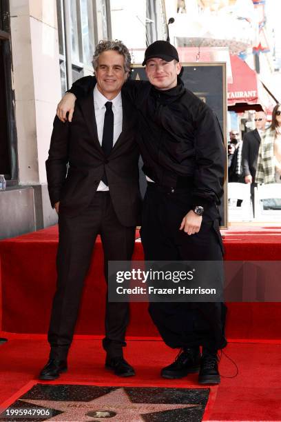 Mark Ruffalo and Barry Keoghan attendas actor Mark Ruffalo is honored with a star on The Hollywood Walk of Fame on February 08, 2024 in Hollywood,...