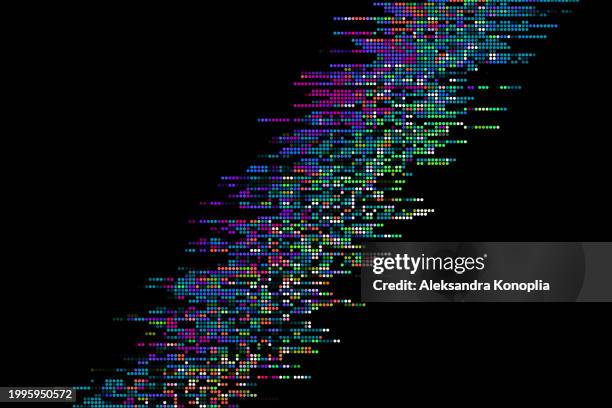 abstract led screen texture, dot rgb tv background, half tone dots, motion glitch interlaced multicolored distorted textured futuristic design with circle color variation horizontal striped pattern. digital signal, broadcasting error border. - interface dots stock pictures, royalty-free photos & images