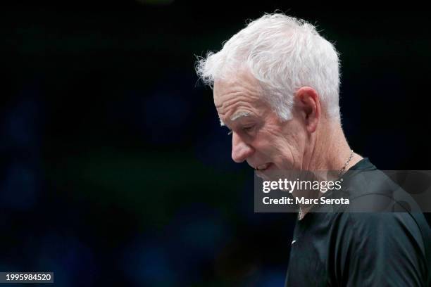 John McEnroe plays Pickleball on February 4, 2024 in Hollywood, Florida. Tennis legends Andre Agassi, Steffi Graf, John McEnroe, and Maria Sharapova...