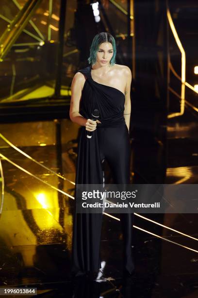 Rose Villain attends the 74th Sanremo Music Festival 2024 at Teatro Ariston on February 08, 2024 in Sanremo, Italy.
