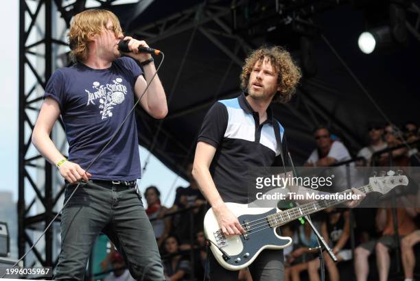 Ricky Wilson and Simon Rix of Kaiser Chiefs perform during Lollapalooza 2009 at Grant Park on August 9, 2009 in Chicago, Illinois.