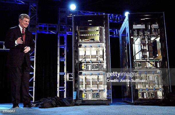 Systems Group Senior Vice President & Group Executive William M. Zeitler speaks at the introduction of the new IBM eServer z990 May 13, 2003 in San...