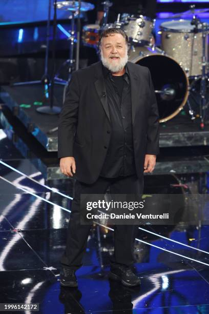 Russell Crowe attends the 74th Sanremo Music Festival 2024 at Teatro Ariston on February 08, 2024 in Sanremo, Italy.