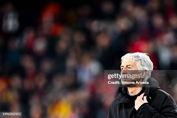 Gian Piero Gasperini, head coach of Atalanta, looks on prior to kick-off in the Serie A TIM match between Genoa CFC and Atalanta BC - Serie A TIM at...