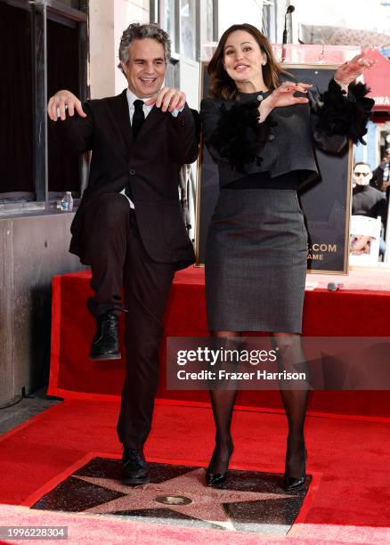 Mark Ruffalo and Jennifer Garner attend as actor Mark Ruffalo is honored with a star on The Hollywood Walk of Fame on February 08, 2024 in Hollywood,...