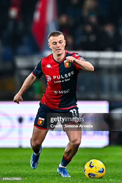 Albert Gudmundsson of Genoa is seen in action during the Serie A TIM match between Genoa CFC and Atalanta BC - Serie A TIM at Stadio Luigi Ferraris...