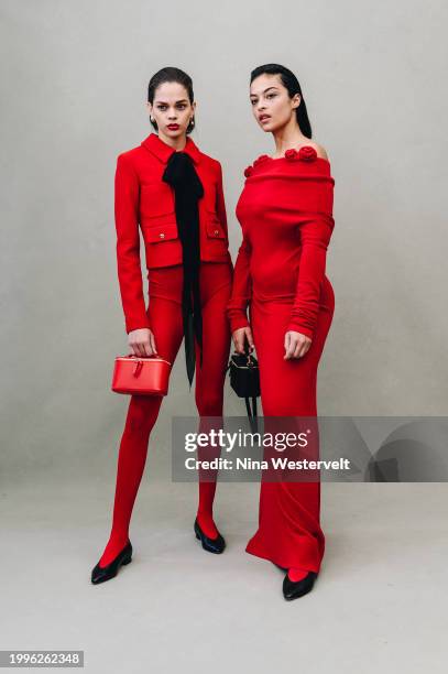 Backstage at Altuzarra RTW Fall 2024 as part of New York Ready to Wear Fashion Week held at the Woolworth Building on February 11, 2024 in New York,...