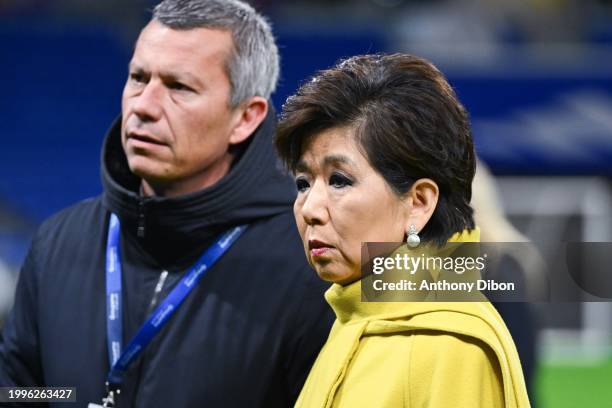 Vincent PONSOT general director of Lyon and Michele KANG president of Lyon before the Women's D1 Arkema match between Olympique Lyonnais and Paris...