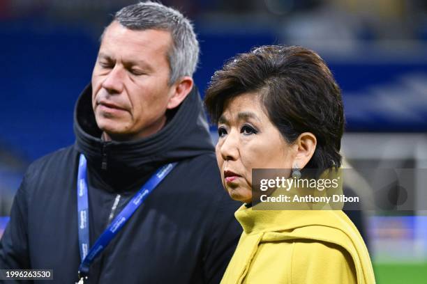 Vincent PONSOT general director of Lyon and Michele KANG president of Lyon before the Women's D1 Arkema match between Olympique Lyonnais and Paris...