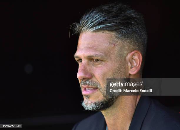 Martin Demichelis coach of River Plate looks on prior a Copa de la Liga 2024 group A match between Deportivo Riestra and River Plate at Estadio...