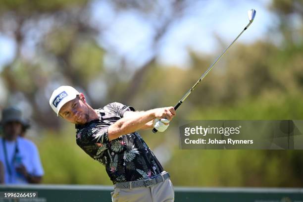Rasmus Neergaard-Petersen from Denmark plays his shot from the eight tee during day four of the Bain's Whisky Cape Town Open at Royal Cape Golf Club...