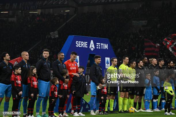 The match ball is seen during the Italian Serie A football match between AC Milan and SSC Napoli at the Giuseppe Meazza San Siro Stadium in Milan,...