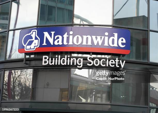 Logo of Nationwide is being displayed in Birmingham, UK, on February 11, 2024.