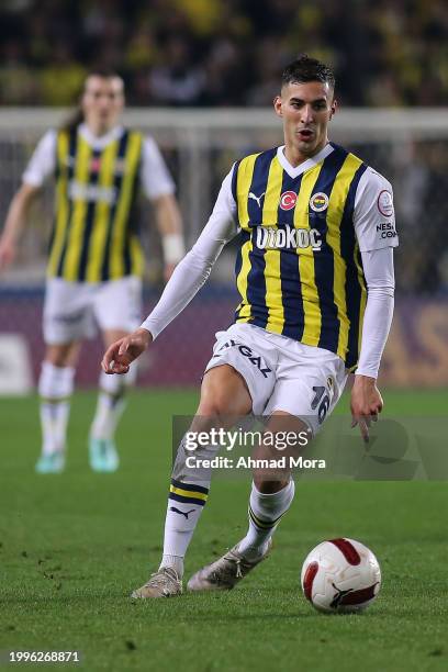 Mert Muldur of Fenerbahce runs with the ball during the Turkish Super League match between Fenerbahce and Alanyaspor at Ulker Stadium on February 11,...