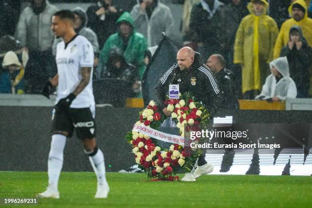 Vitoria SC and SL Benfica squad pay a tribute for Hungarian footballer Miklós Fehér who passed away in 2004 during Liga Portugal Betclic match...