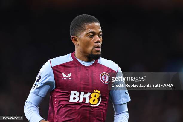 Leon Bailey of Aston Villa during the Premier League match between Aston Villa and Manchester United at Villa Park on February 11, 2024 in...
