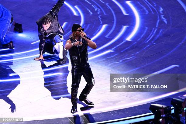 Rapper Lil Jon performs during Apple Music halftime show of Super Bowl LVIII between the Kansas City Chiefs and the San Francisco 49ers at Allegiant...